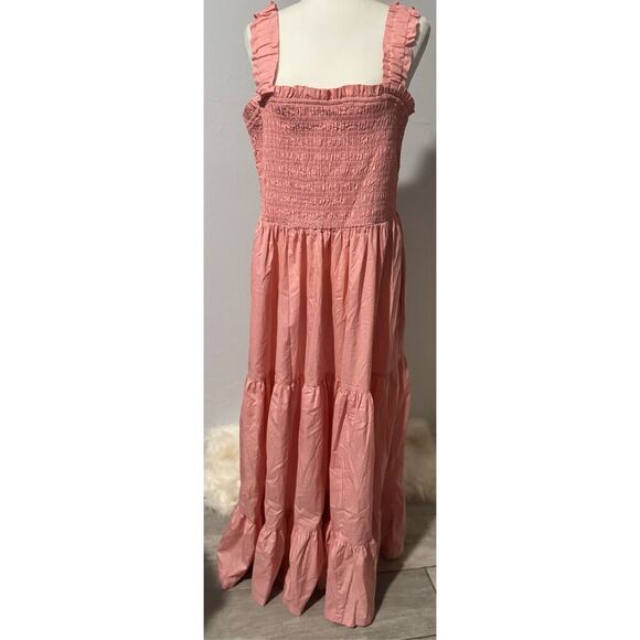 Abercrombie & Fitch smocked Bodice easy maxi dress in pink with pockets XXLT - Picture 2 of 10